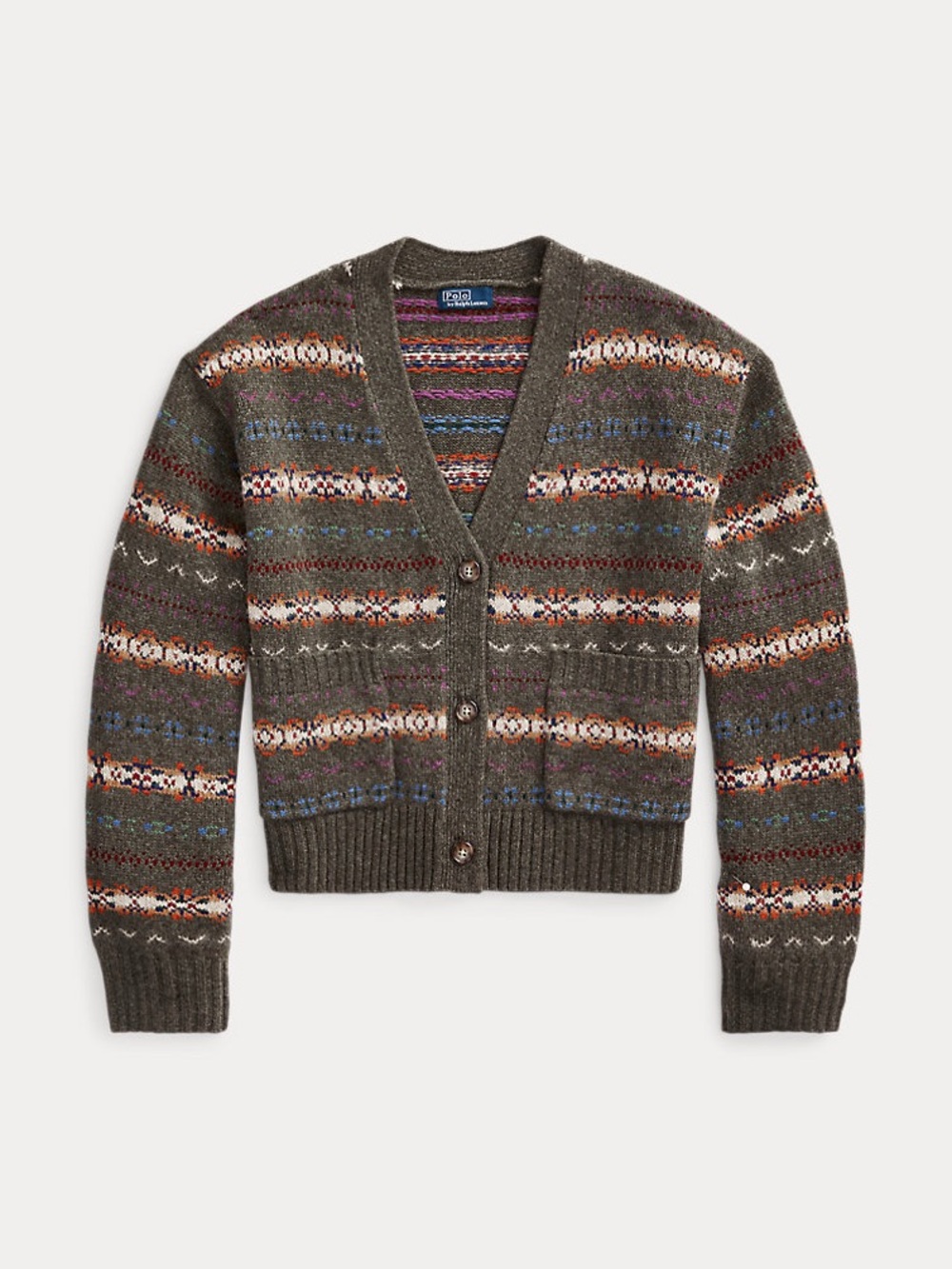 Polo by Ralph Lauren Olive Multicolor Fair Isle V-Neck Cardigan